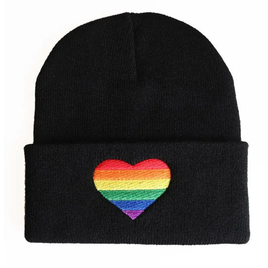 Rainbow Heart Beanie